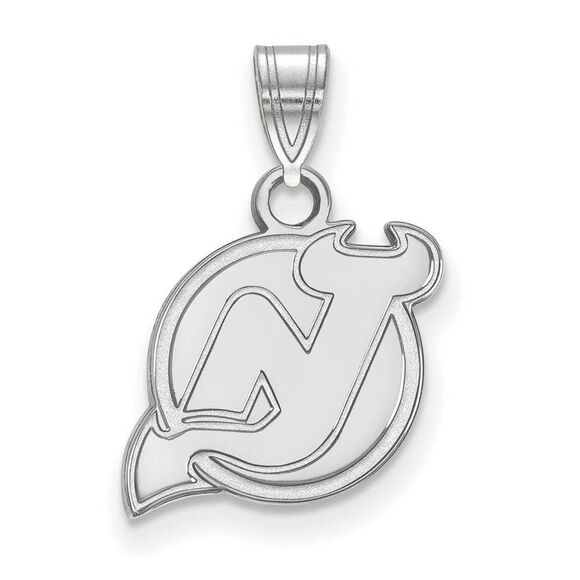 10k White Gold NHL New Jersey Devils Small Pendant
